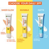 Garnier Daily UV Fluid, SPF 50+, Vitamin C Sheer Glow, Invisible & BHA+ Niacinamide