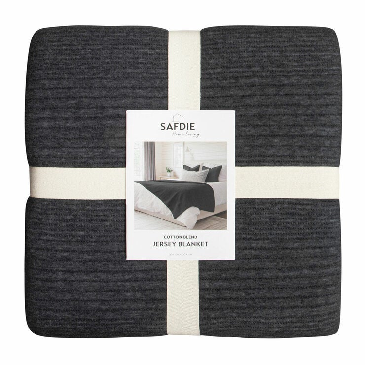 Safdie Cotton Blend Grey Jersey Blanket, 224 x 234 cm Safdie Cotton Blend Grey Jersey Blanket, 224 x 234 cm