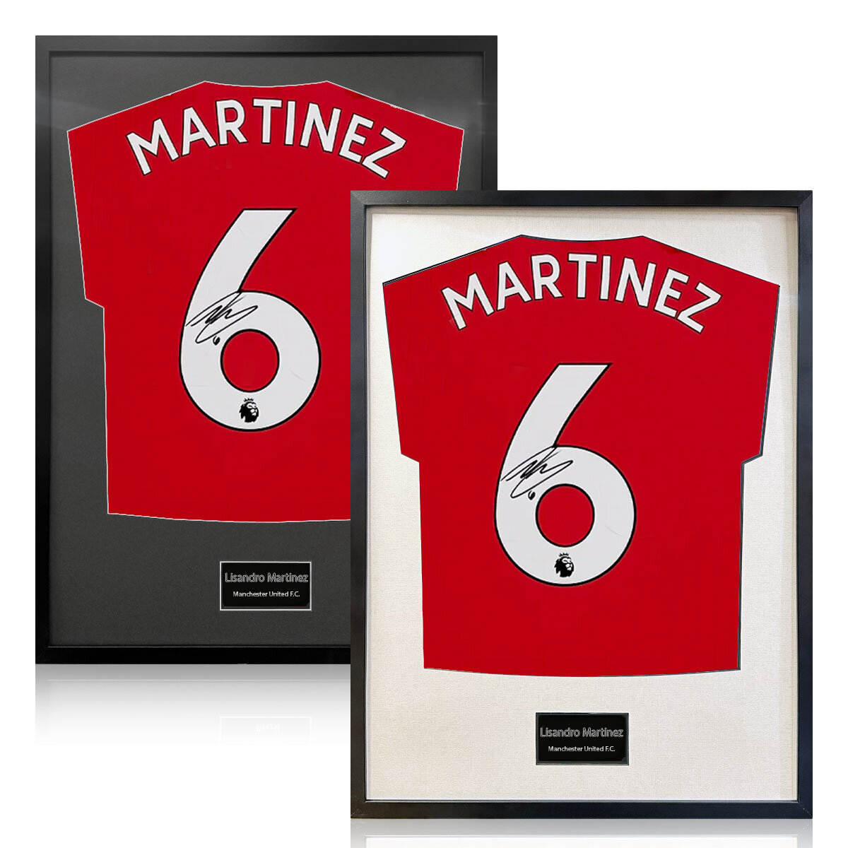 Lisandro Martinez Signed Framed Manchester United Shirt Football Shirt in 2 Options: White or Black Mount