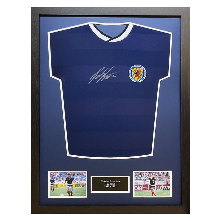 Gordon Strachan Signed Framed 1986 Scotland Football Shirt Gordon Strachan Signed Framed 1986 Scotland Football Shirt