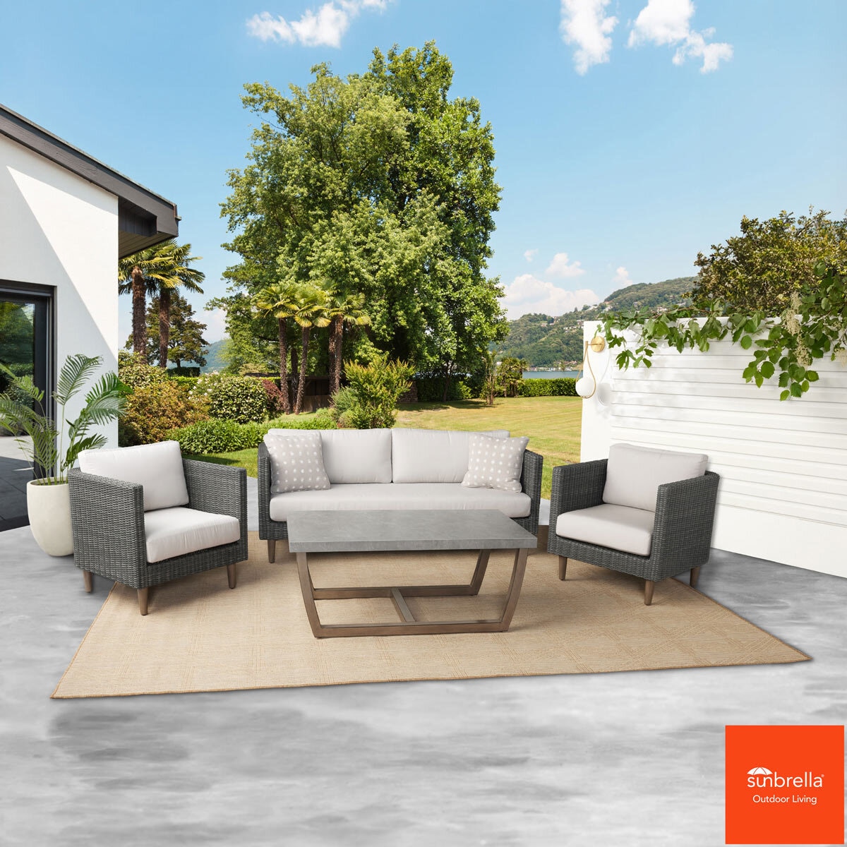 Agio Volos 4 Piece Deep Seating Patio Set + Cover