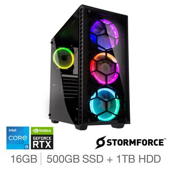 Stormforce, Intel Core i5, 16GB RAM, 500GB SSD and 1TB HDD, NVIDIA GeForce RTX 3060 Ti, Gaming Desktop PC