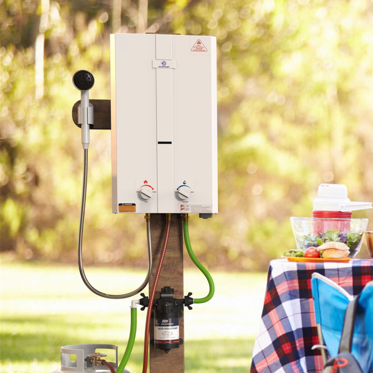 Portable Outdoor Tankless Water Heater With Shower Set Wild Camping