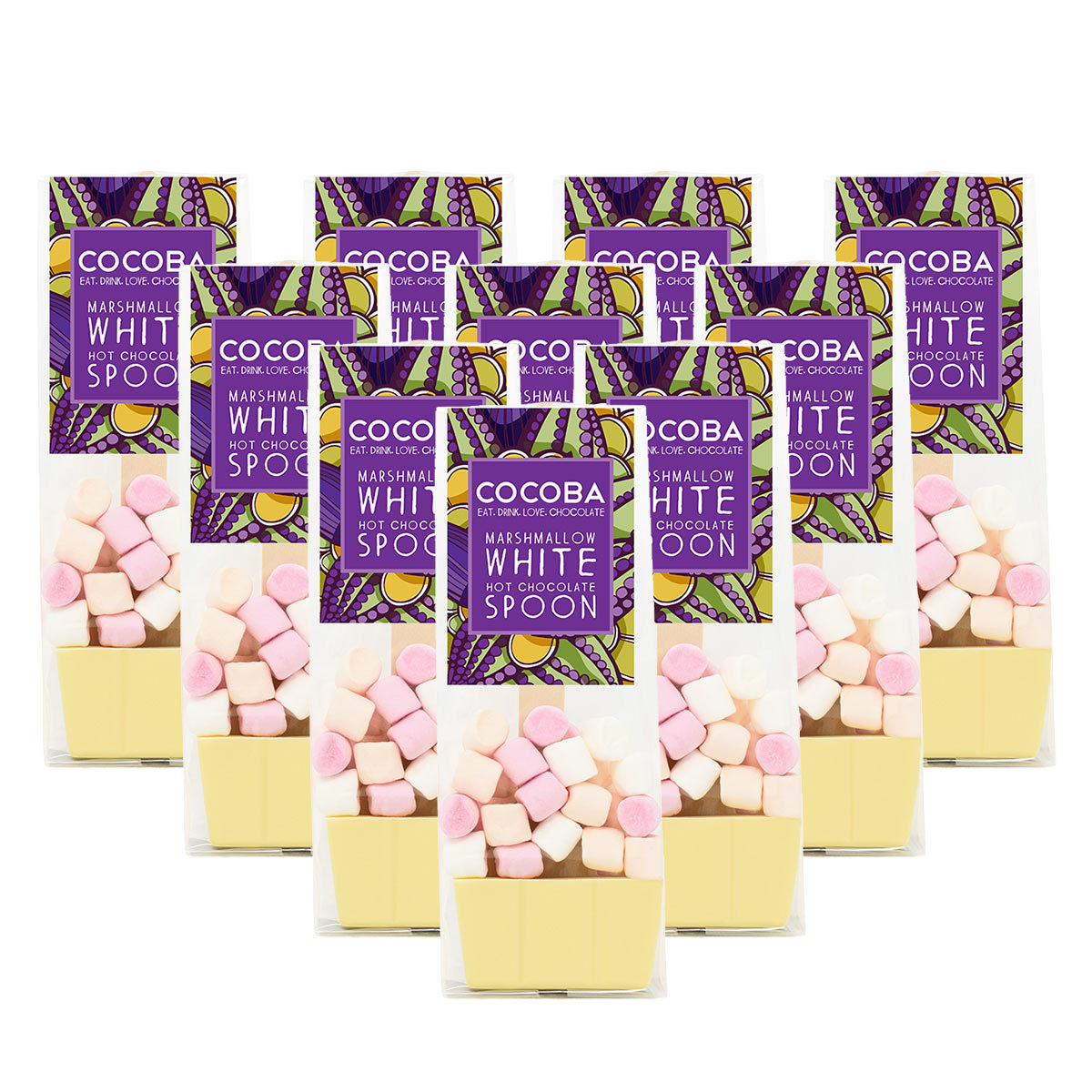 Cocoba White Chocolate Hot Chocolate Spoons with Marshmallows, 20 x 50g