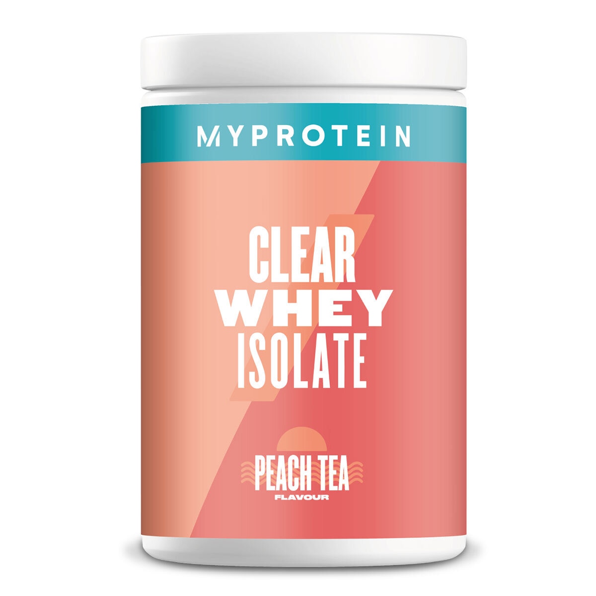 Pot of Protein Whey Isolate white tub orange label