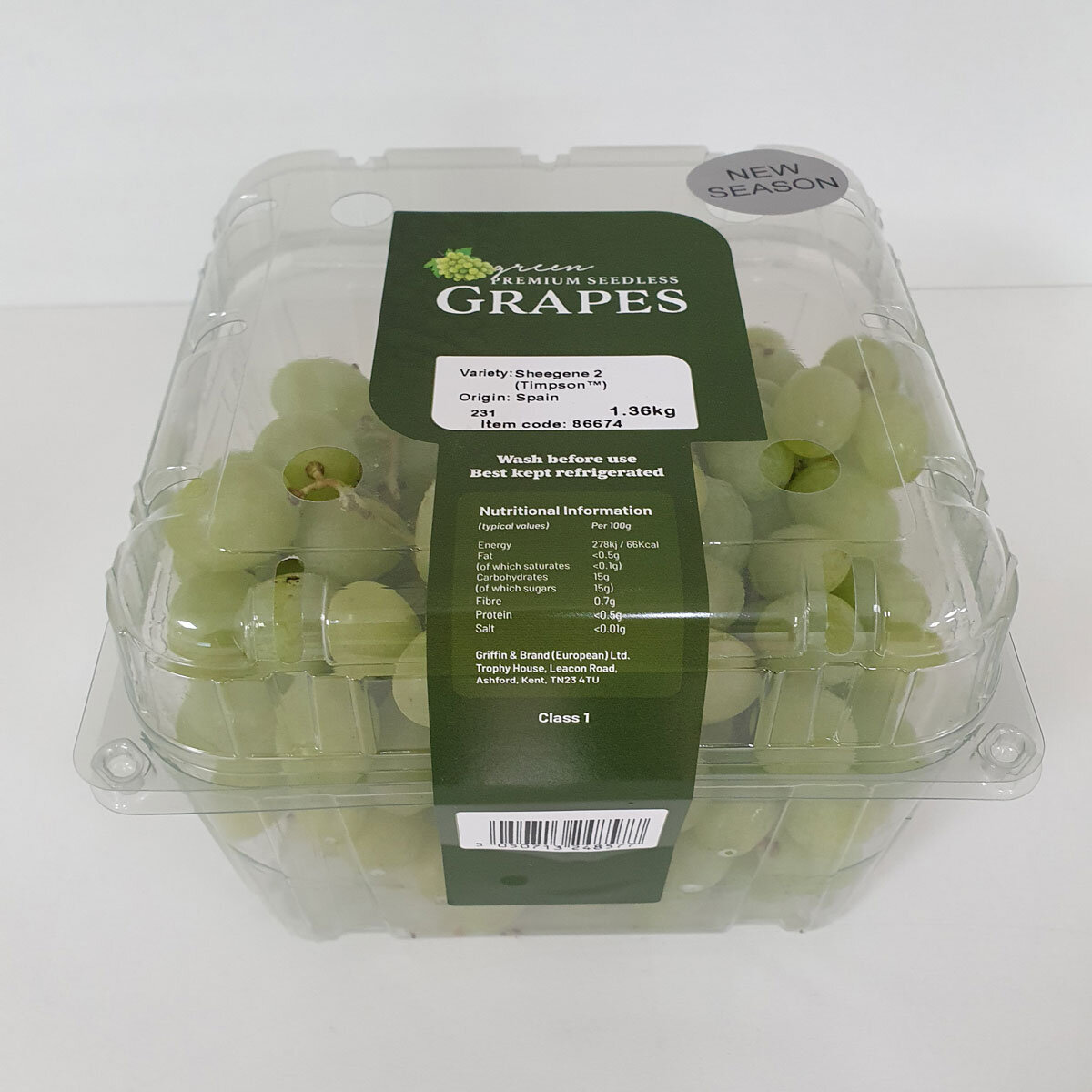 Green Seedless Grapes, 1.36kg