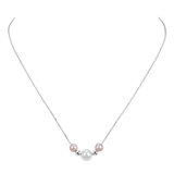 5.5-6mm White & 8-8.5mm Pink Cultured Freshwater Pearl Necklace, 14ct White Gold