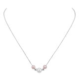 5.5-6mm White & 8-8.5mm Pink Cultured Freshwater Pearl Necklace, 14ct White Gold