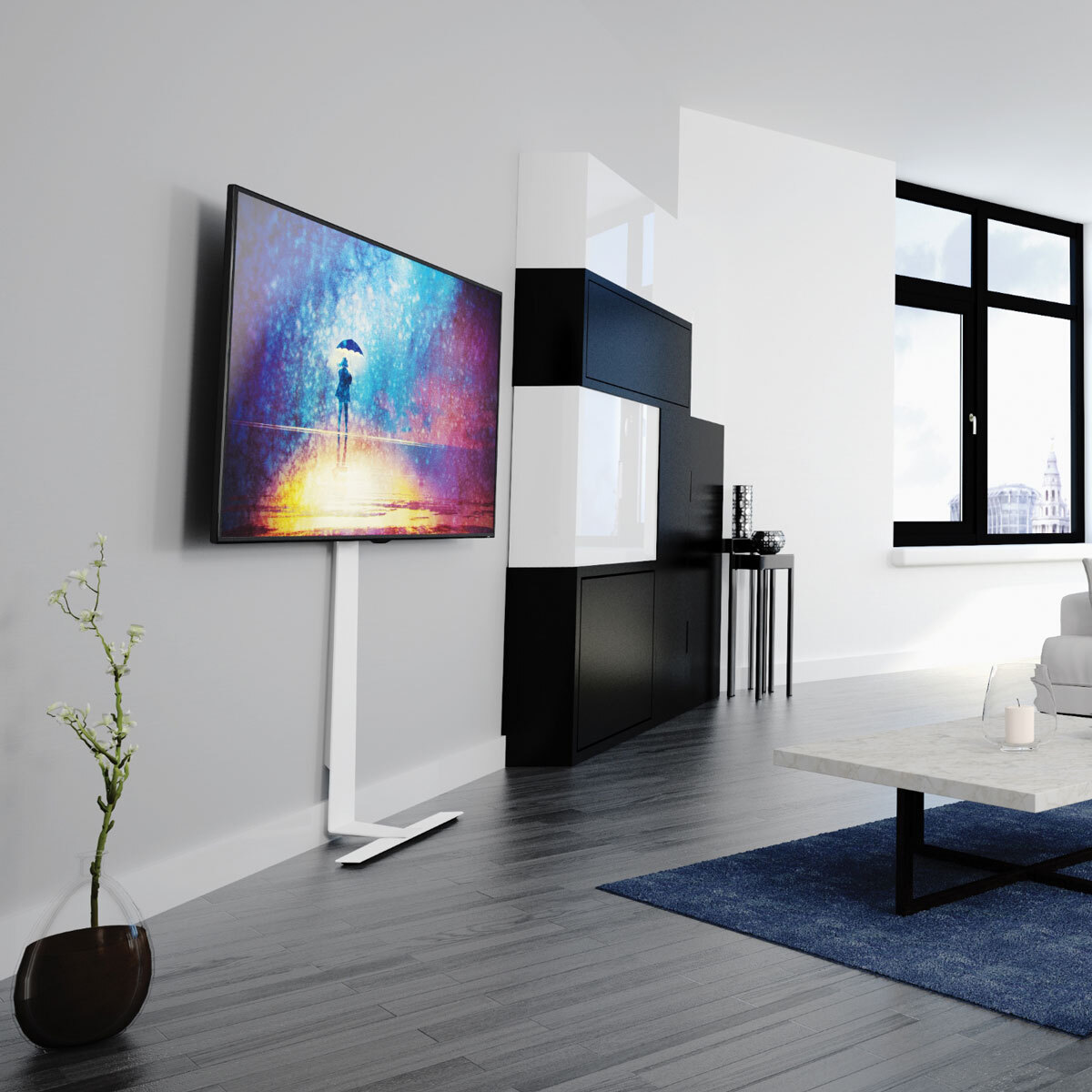 AVF Kelso Against the Wall TV Stand for TV's up to 80" in White