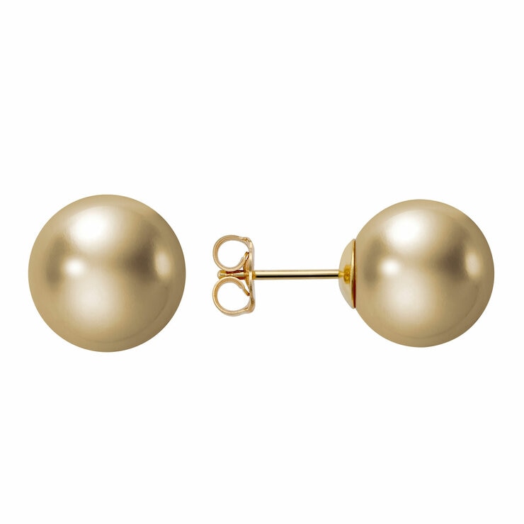 11-11.5mm Southsea Golden Pearl Earrings, 14ct Yellow Gold 11-11.5mm Southsea Golden Pearl Earrings, 14ct Yellow Gold