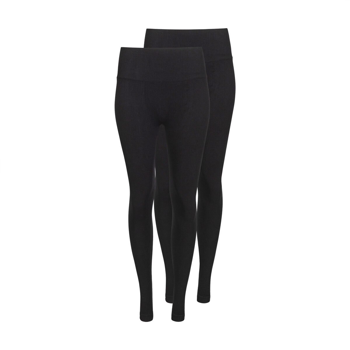 Lemon Ladies Ribbed Legging 2 Pack in Black