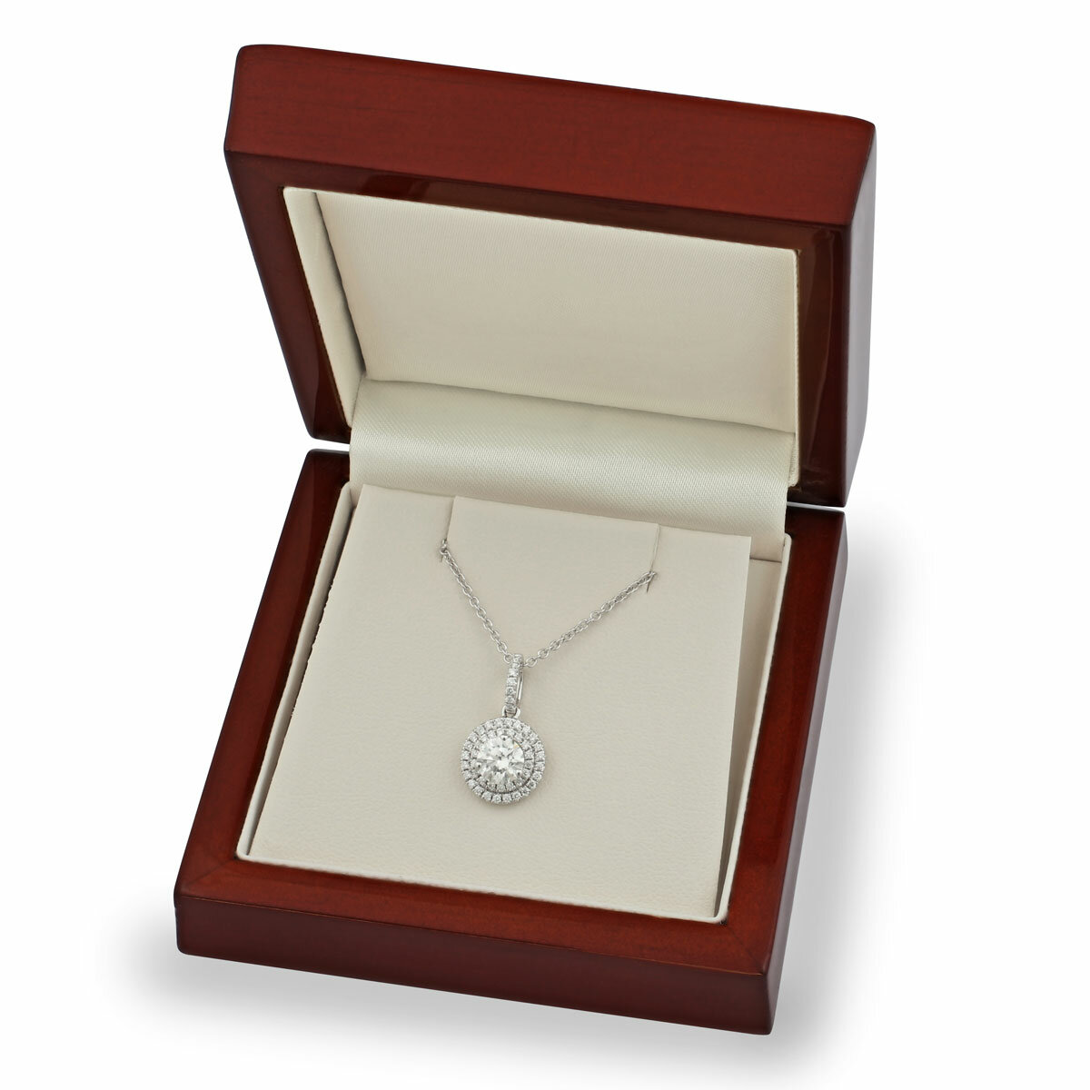 1.00ctw Round Brilliant Cut Diamond Halo Pendant, 18ct White Gold