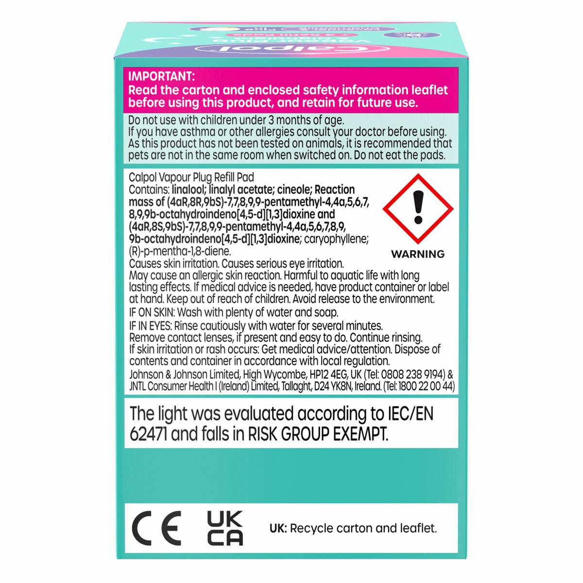 Calpol Vapour Plug In & Nightlight, + 30 Refill Pads, Lavender & Chamomile Calpol Vapour Plug In & Nightlight, + 30 Refill Pads, Lavender & Chamomile