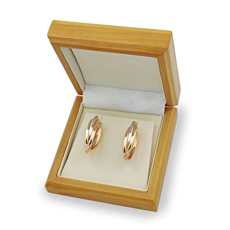 14ct Tri Colour Gold Cross Over Hoop Earrings 14ct Tri Colour Gold Cross Over Hoop Earrings