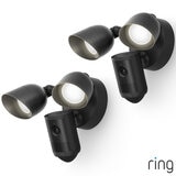 Ring Floodlight Cam (2nd Gen) - Wired - Black Security Camera - Retinal 2K - 2 Pack