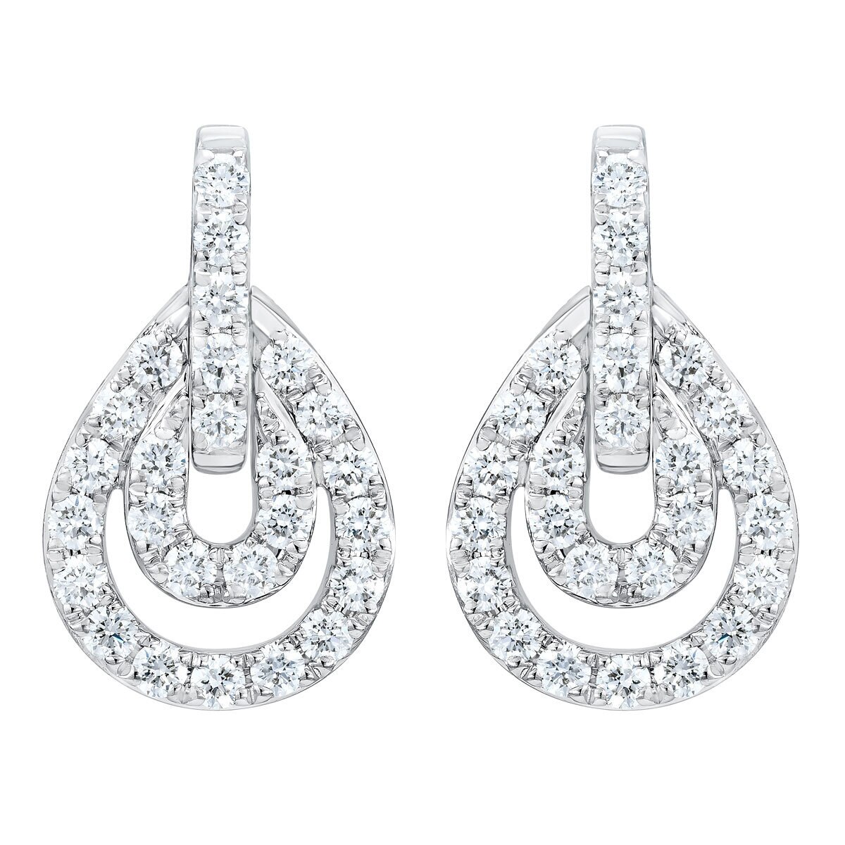 0.65ctw Round Brilliant Cut Diamond Drop Earrings, 14ct White Gold