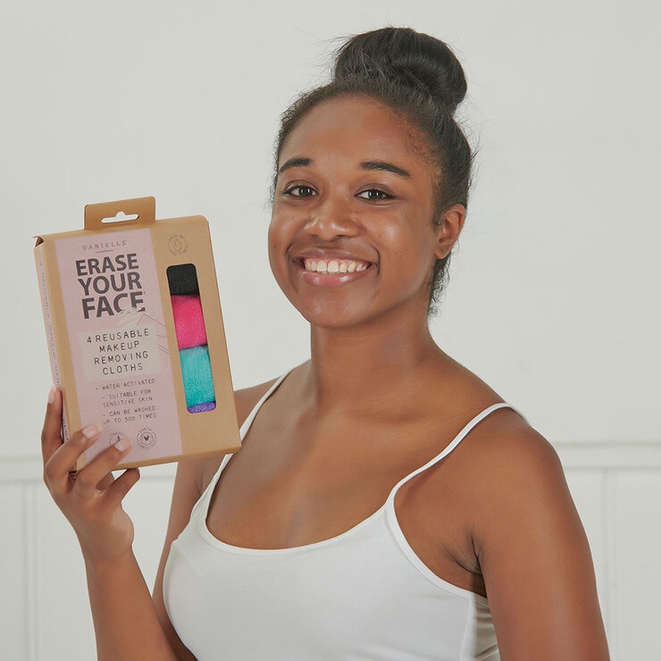 Danielle Creations Erase Your Face Make Up Remover Cloths, 4 Pack in