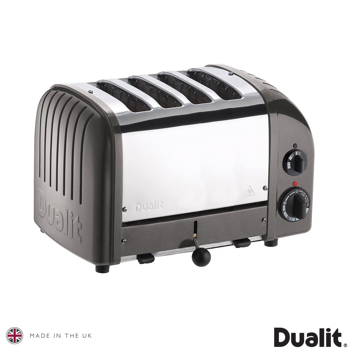 Dualit 4 Slot Classic Toaster With Sandwich Cage, Metallic Charcoal 40593