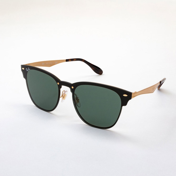 RayBan Black and Gold Sunglasses with Green Lenses, RB3576N 043/71