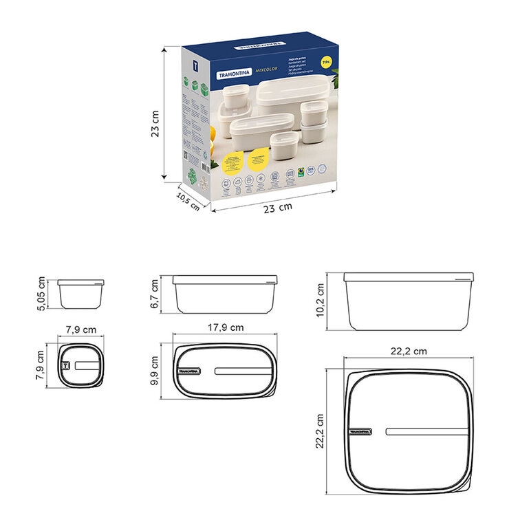 Tramontina Food Container Set cream