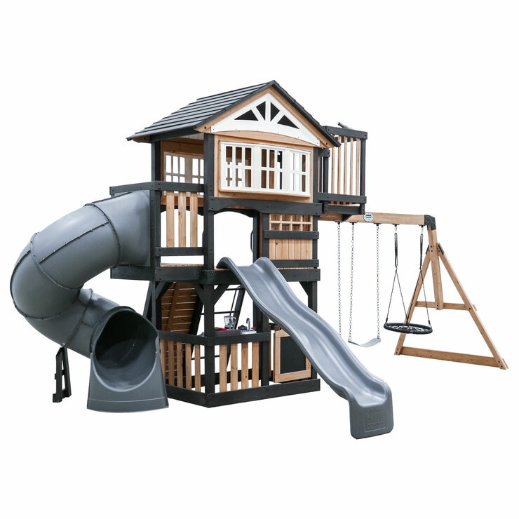 Studio image of the climbing frame and swing set