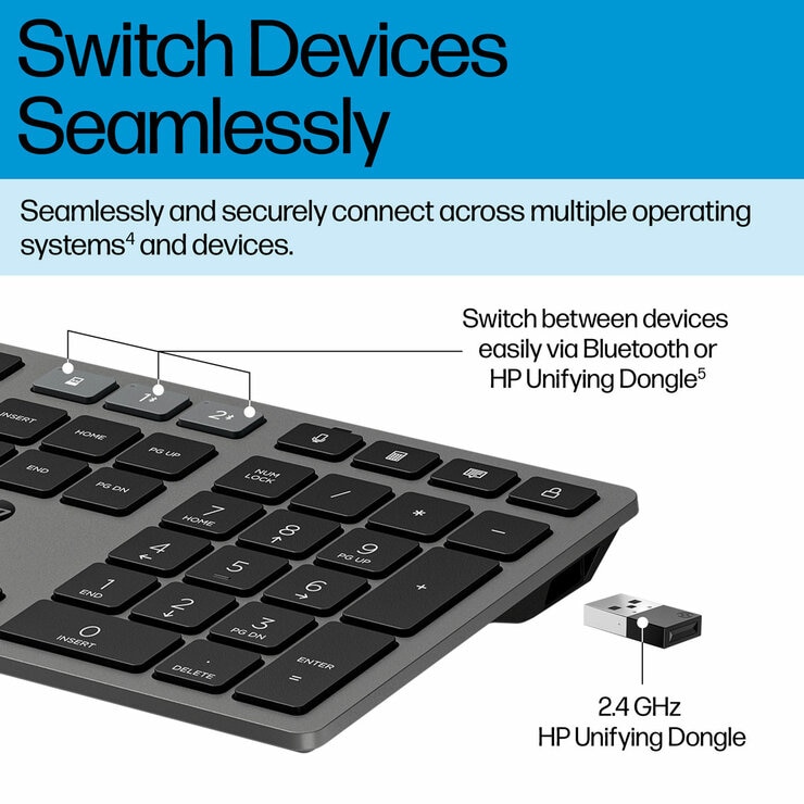 HP 720 Multi-Device Ultra-Fast Rechardgeable Wireless Keyboard and Mouse Combo