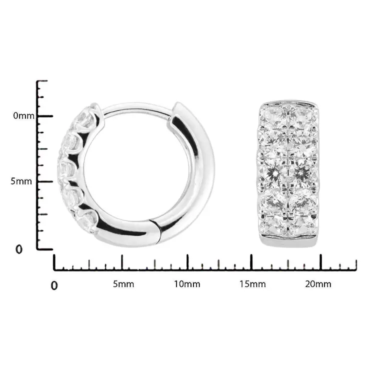 1.00ctw Double Row Hoop Diamond Earrings, 14ct White Gold 1.00ctw Double Row Hoop Diamond Earrings, 14ct White Gold