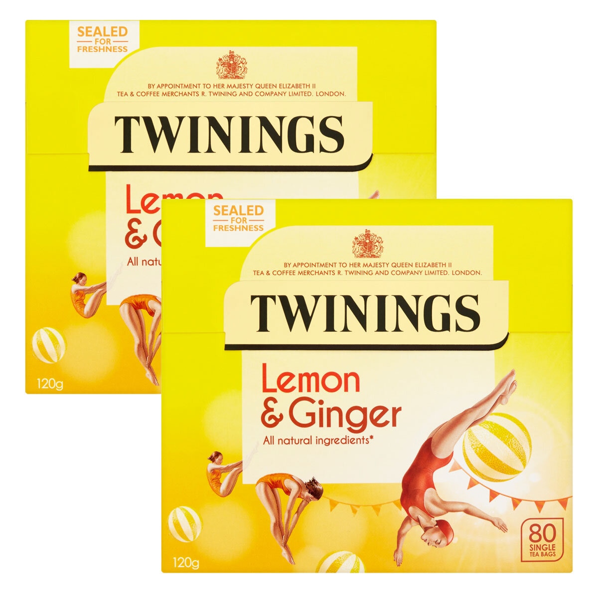 Twinings Lemon and Ginger Tea Bags, 2 x 80 Pack