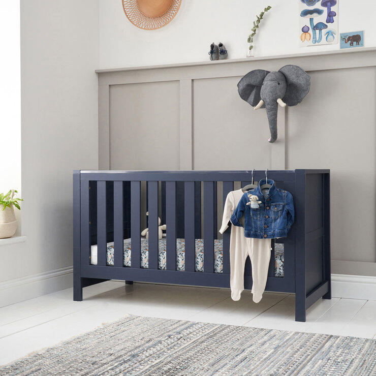 Tutti Bambini Tivoli 4 Piece Nursery Set with Sprung Mattress, Navy Tutti Bambini Tivoli 4 Piece Nursery Set with Sprung Mattress, Navy