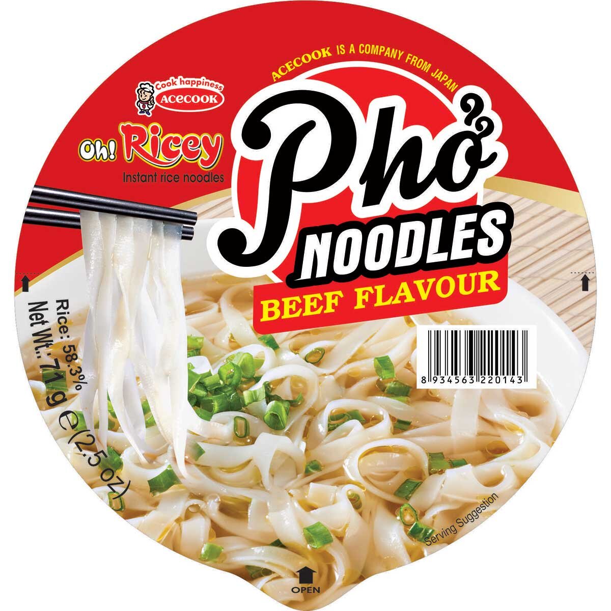 Oh! Ricey Pho Noodles Beef Flavour, 71g