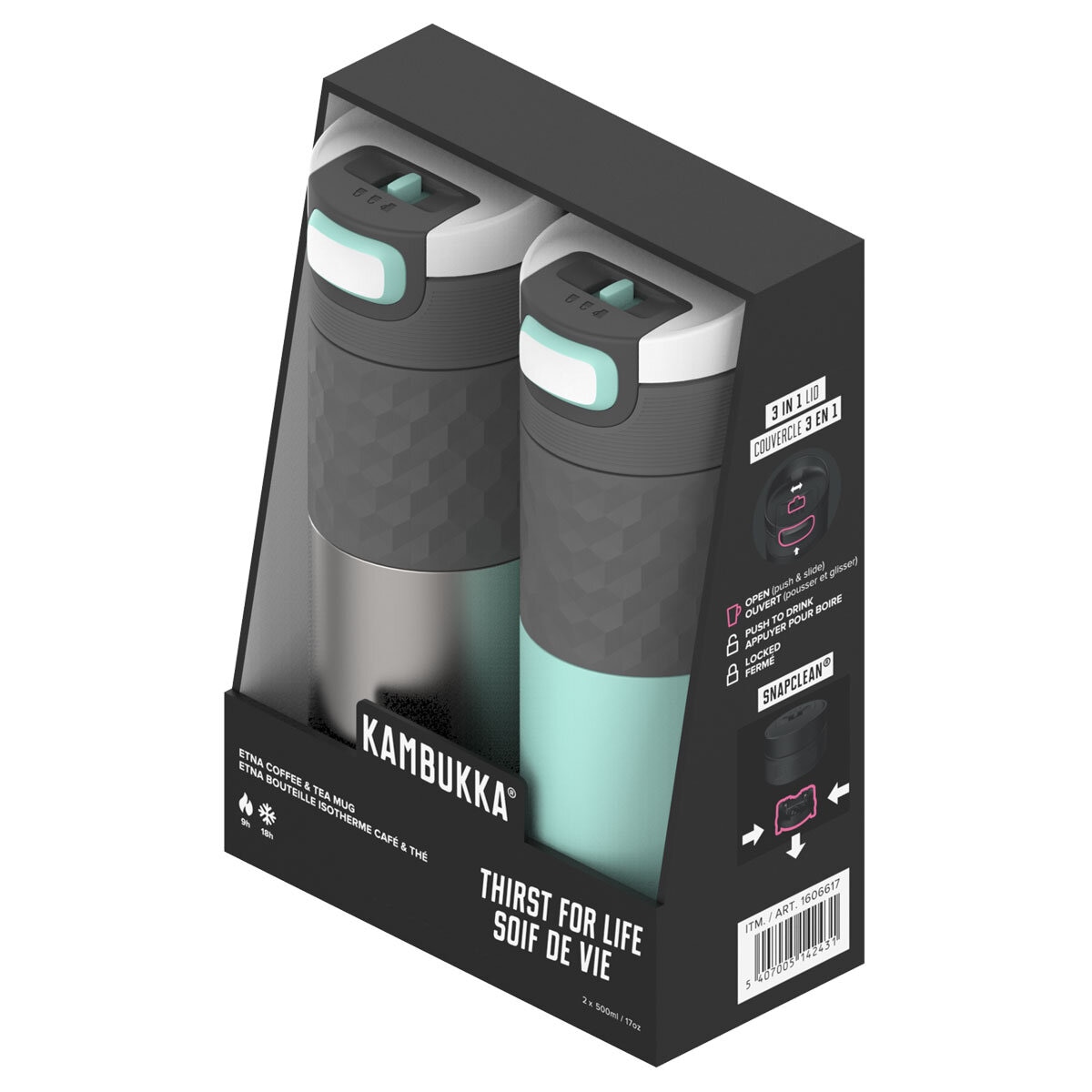 Kambukka 500ml Travel Mug, 2 Pack in Glacier