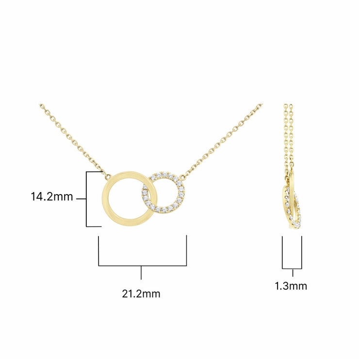 0.20ctw Round Brilliant Cut Diamond Interlocking Hoop Necklace, 14ct Yellow Gold