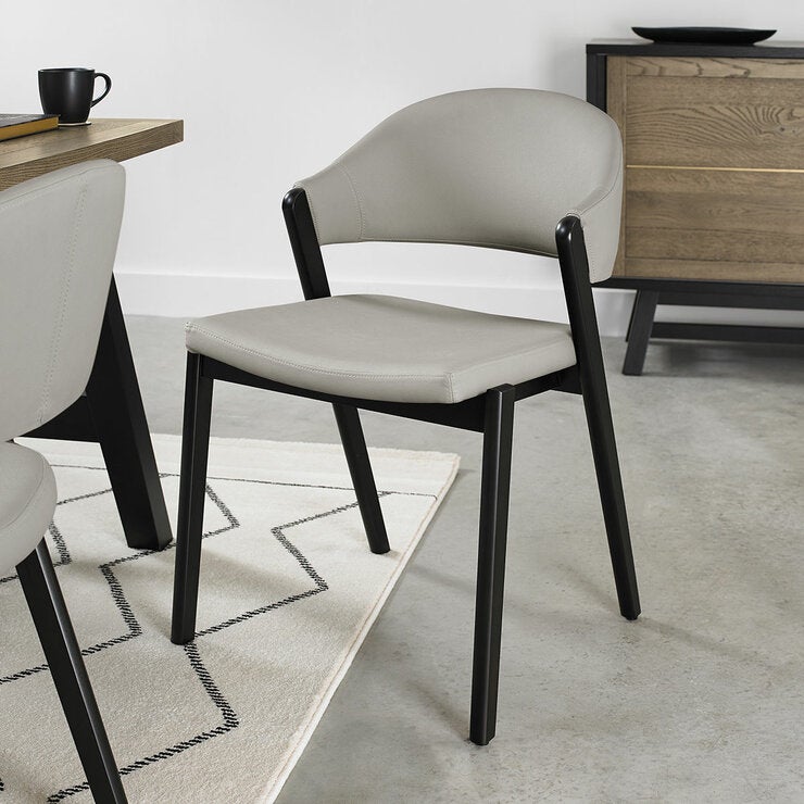 Bentley Designs Camden Peppercorn Light Grey Leather Dining Chair, 2 Pack Bentley Designs Camden Peppercorn Light Grey Leather Dining Chair, 2 Pack