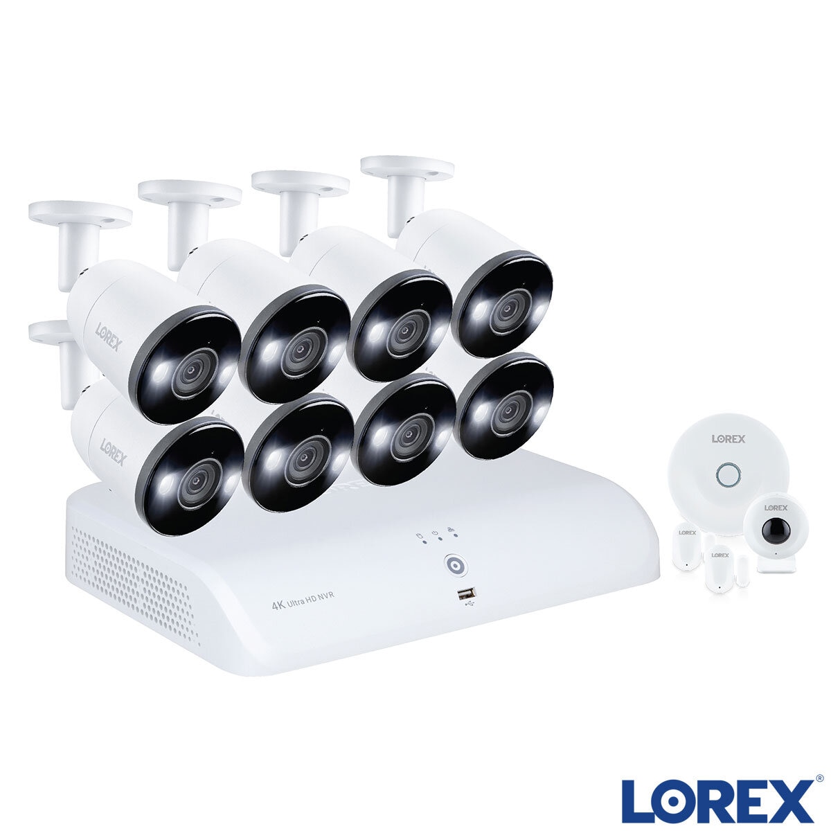 Lorex 8 Channel 2TB NVR with 8 x 4K Ultra HD Smart Deterrence Security Cameras with Smart Motion Sensors