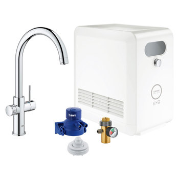 GROHE Blue Professional Office C-Spout Filter, Cool & Sparkling Water Kit in Two Finishes