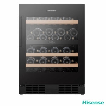 Hisense RW3N122GSLF, 46 Bottle Freestanding, Dual Zone Wine Cooler in Black