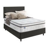 Silentnight Velvet 4 Drawer Divan Base with Malvern Headboard in Umbra in 3 Sizes