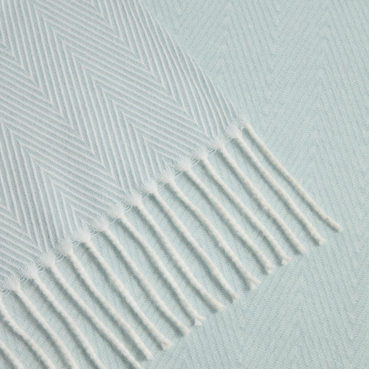 Osprey London Blue Herringbone Fringed Throw, 140 x 190 cm