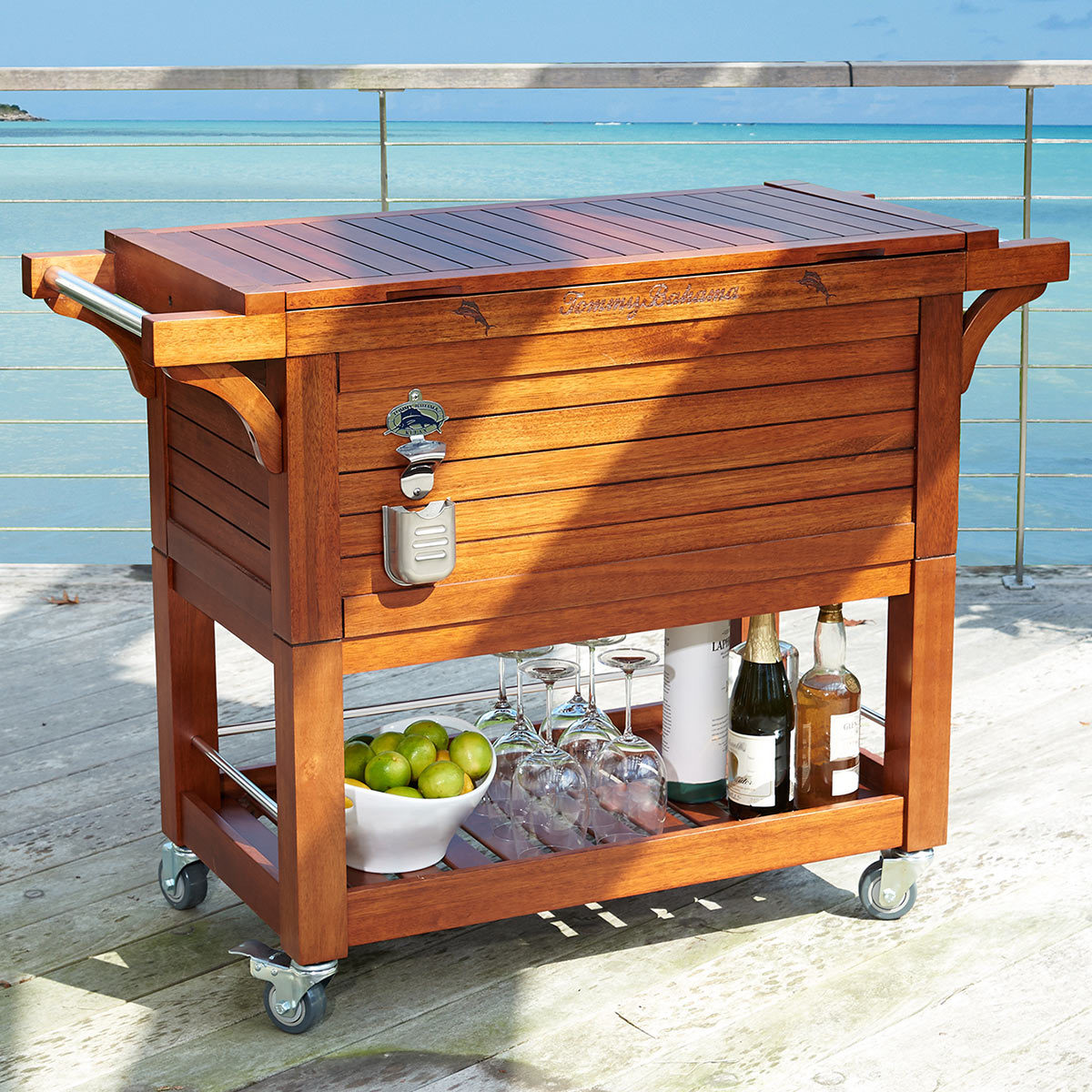 wooden cooler cart