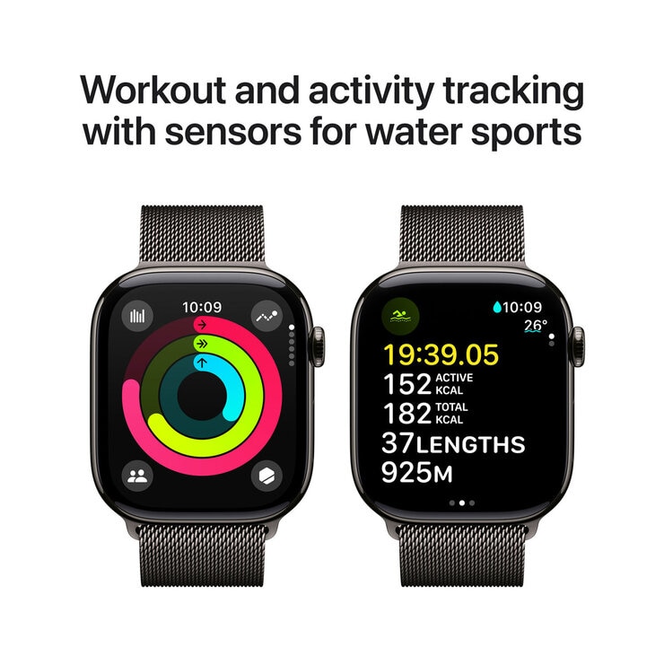 Buy Apple Watch Series 10 + Cellular, 46mm Slate Titanium Case with Black Sport Band S/M, MWYD3QA/A at costco.co.uk
