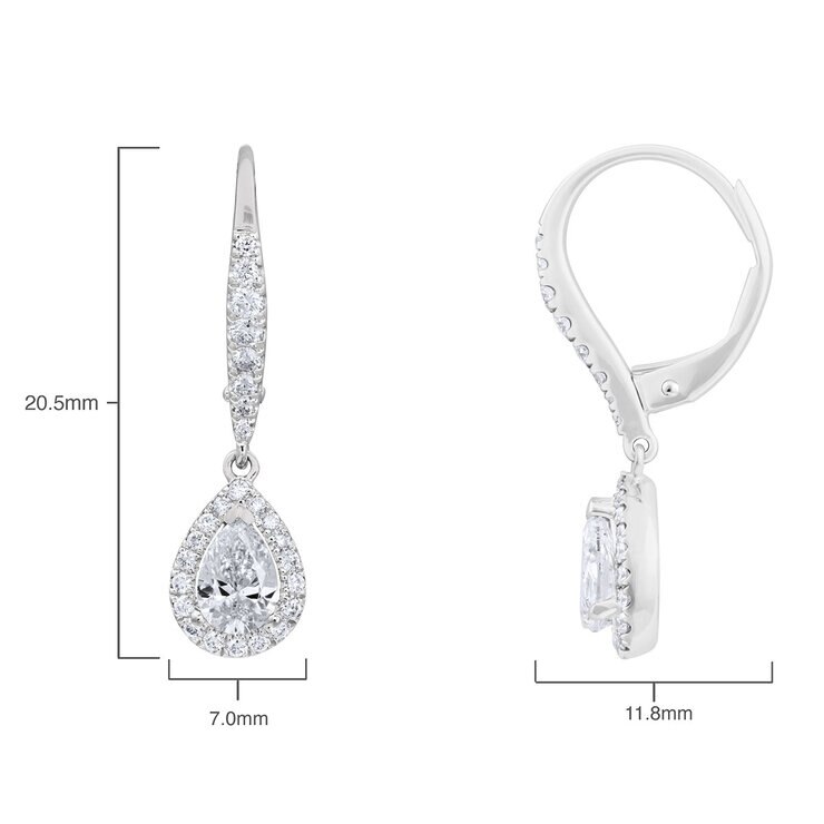 1.14ctw Pear Cut Diamond Halo Earrings, 18ct White Gold 1.14ctw Pear Cut Diamond Halo Earrings, 18ct White Gold