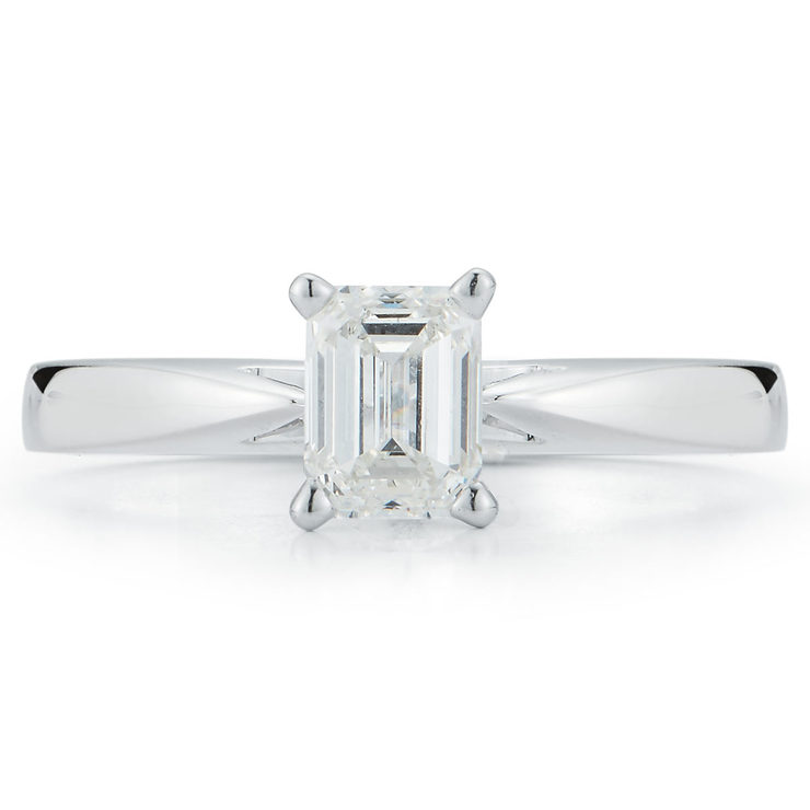 1.0ct Emerald Cut Diamond Solitaire Ring, Platinum | Costco UK