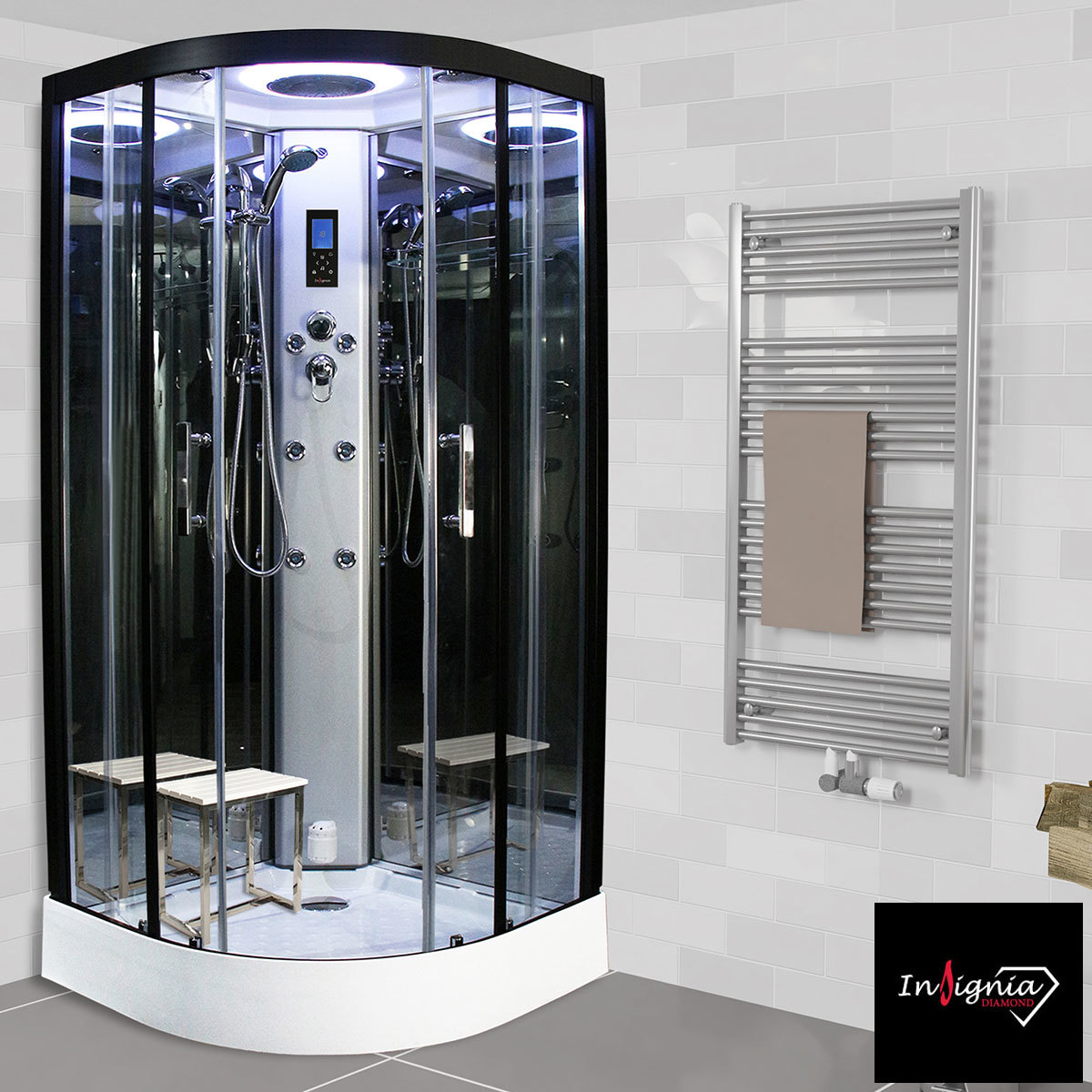 Insignia Diamond 1000mm Quadrant Steam Shower in 2 Colours