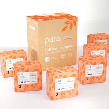 Pura High Performance Eco Nappies Size 3, 6 x 33 Pack (198 Nappies)