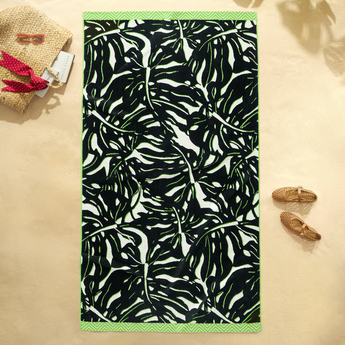 Oversized 100% Cotton Monstera Beach Towel Oversized 100% Cotton Monstera Beach Towel