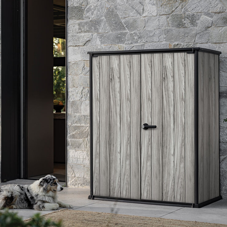 Keter Storm Grey Signature Alto 4ft 6" x 2ft 4" (1.4 x 0.7m) 1,415 Litre Vertical Storage Shed with Shelves