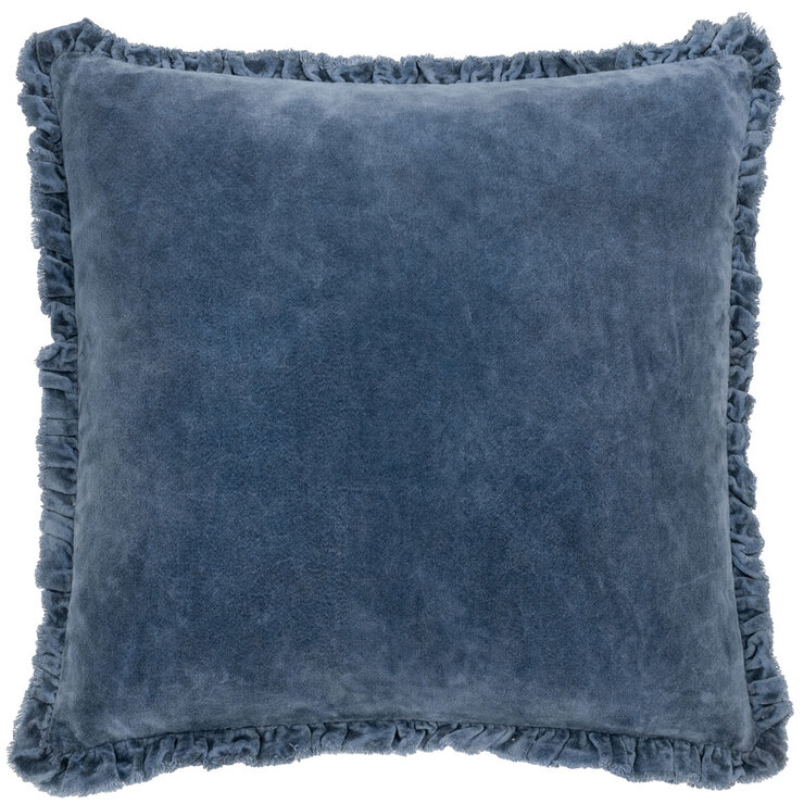 Furn Bertie Velvet Feather Fill Cushion 2 Pack in Ink Blue, 45 x 45 cm