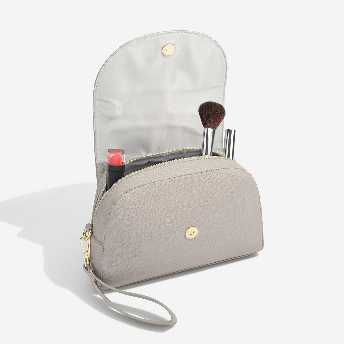 Taupe Wrap Around Makeup Bag