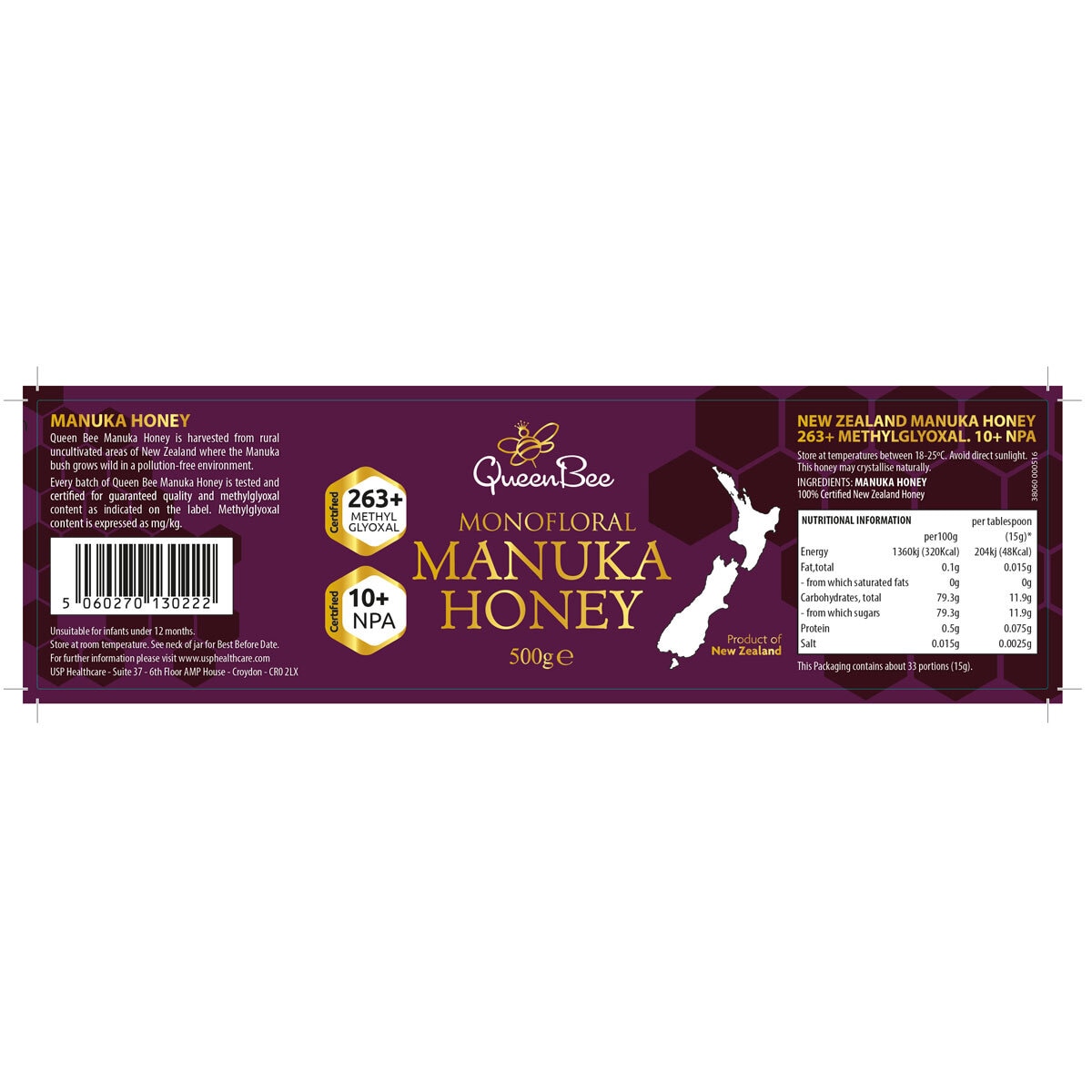 Label displaying ingredients