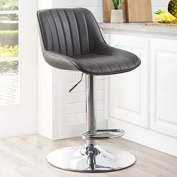 Bayside Furnishings Grey Stitched Gas Lift Bar Stool